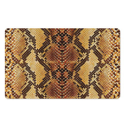 Yellow And Brown Snakeskin Print Polyester Doormat