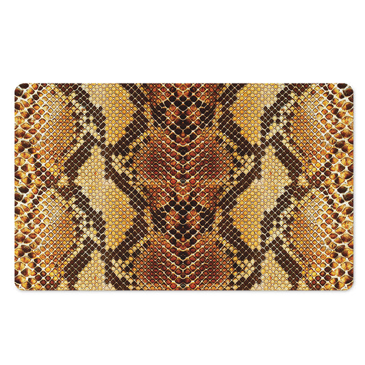 Yellow And Brown Snakeskin Print Polyester Doormat