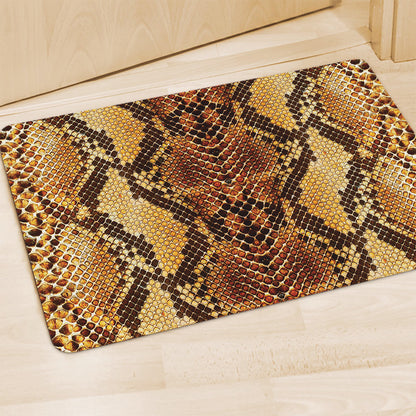 Yellow And Brown Snakeskin Print Polyester Doormat
