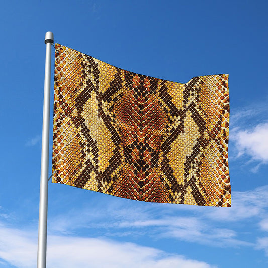 Yellow And Brown Snakeskin Print Polyester Flag