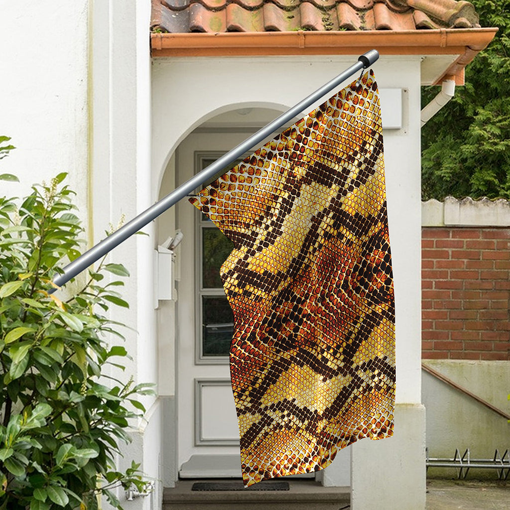 Yellow And Brown Snakeskin Print Polyester Flag