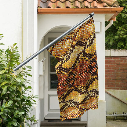Yellow And Brown Snakeskin Print Polyester Flag