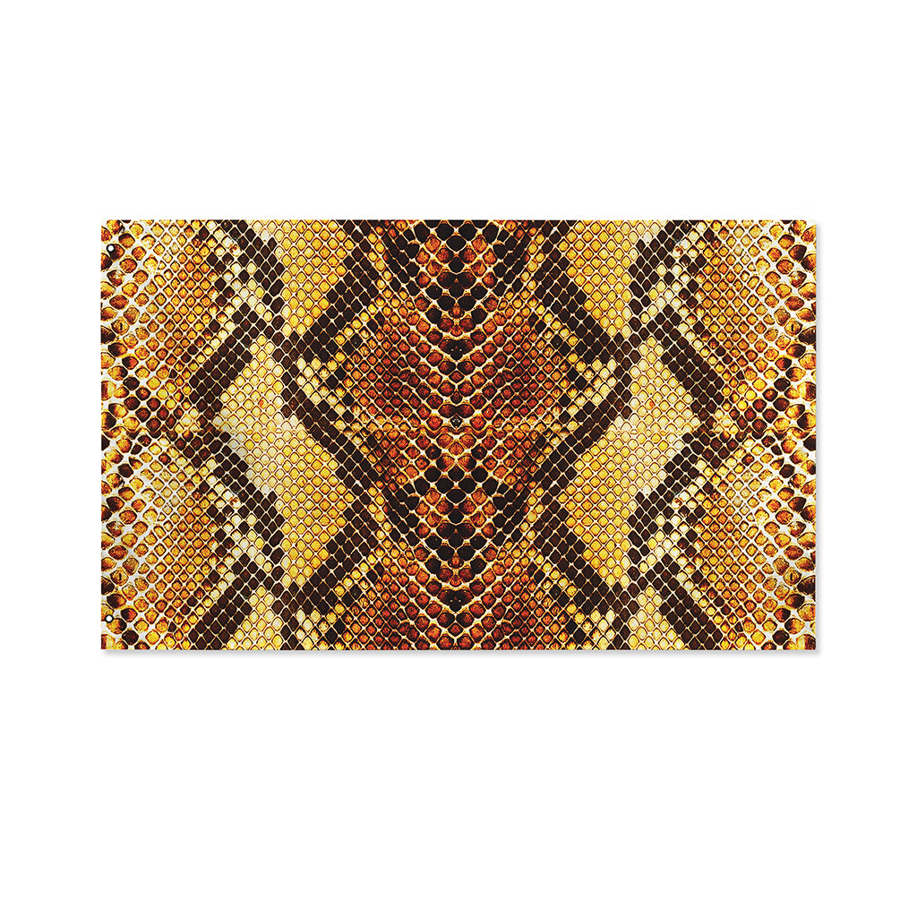 Yellow And Brown Snakeskin Print Polyester Flag