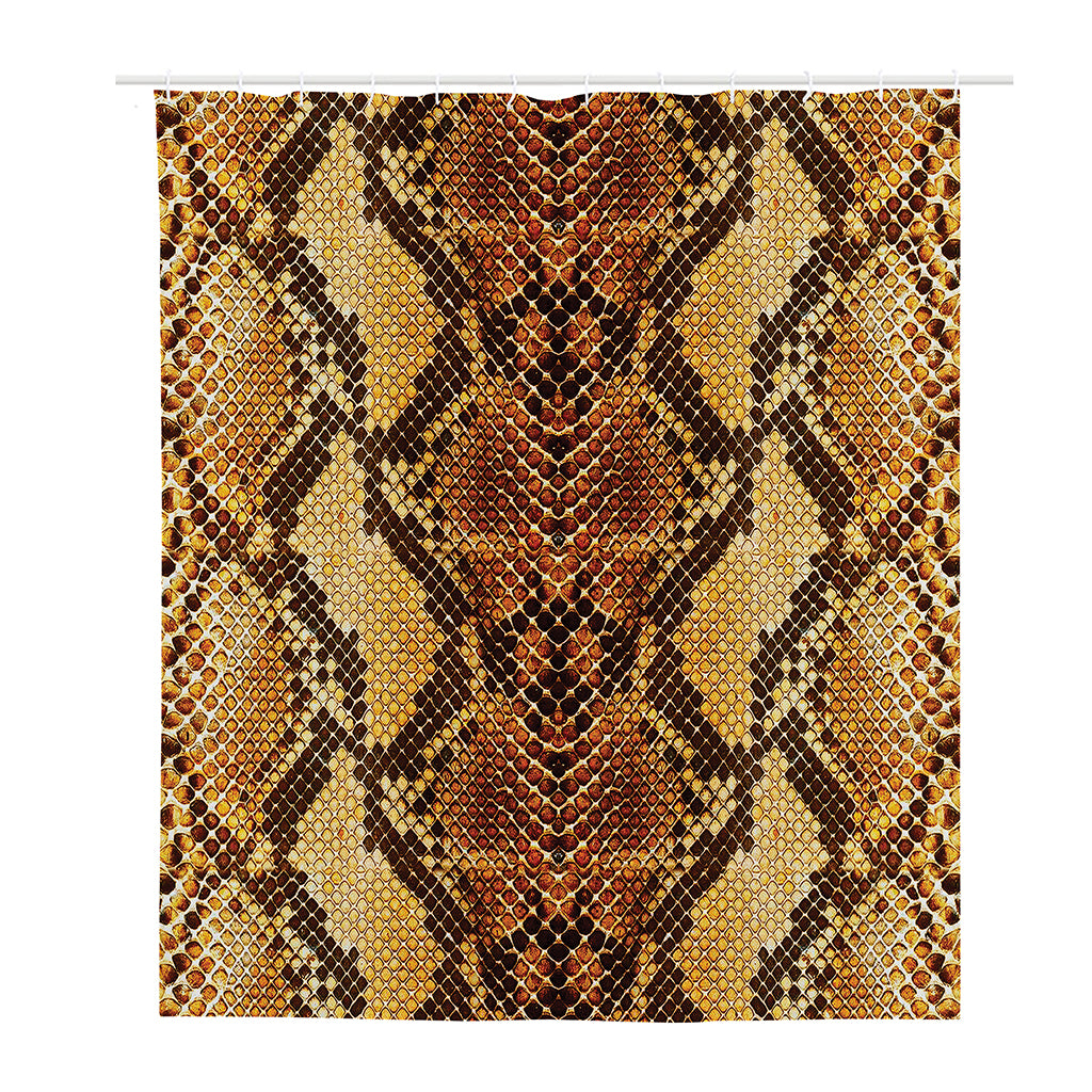 Yellow And Brown Snakeskin Print Polyester Shower Curtain