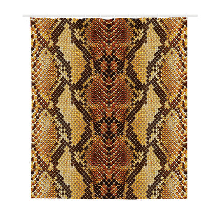 Yellow And Brown Snakeskin Print Polyester Shower Curtain