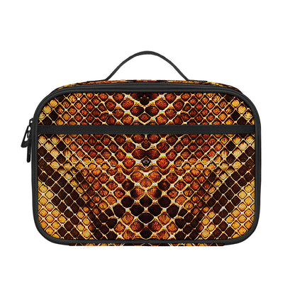 Yellow And Brown Snakeskin Print Portable Lunch Bag