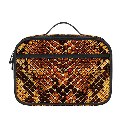 Yellow And Brown Snakeskin Print Portable Lunch Bag
