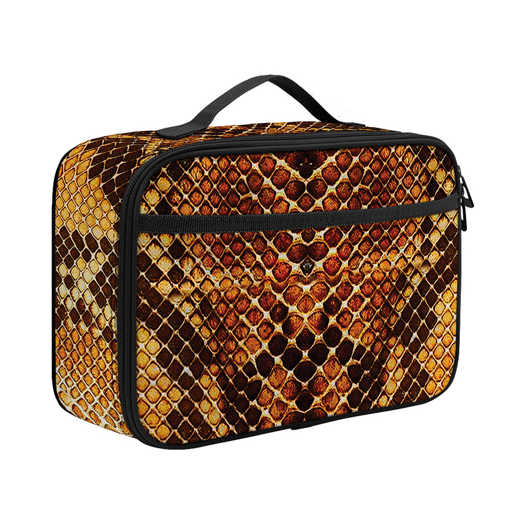 Yellow And Brown Snakeskin Print Portable Lunch Bag