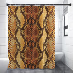 Yellow And Brown Snakeskin Print Premium Shower Curtain