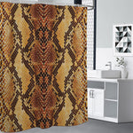 Yellow And Brown Snakeskin Print Premium Shower Curtain