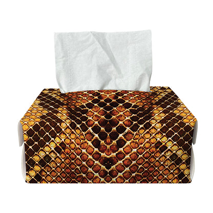 Yellow And Brown Snakeskin Print Rectangle Tissue Box Cover