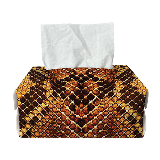 Yellow And Brown Snakeskin Print Rectangle Tissue Box Cover