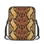 Yellow And Brown Snakeskin Print Rectangular Crossbody Bag