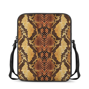 Yellow And Brown Snakeskin Print Rectangular Crossbody Bag