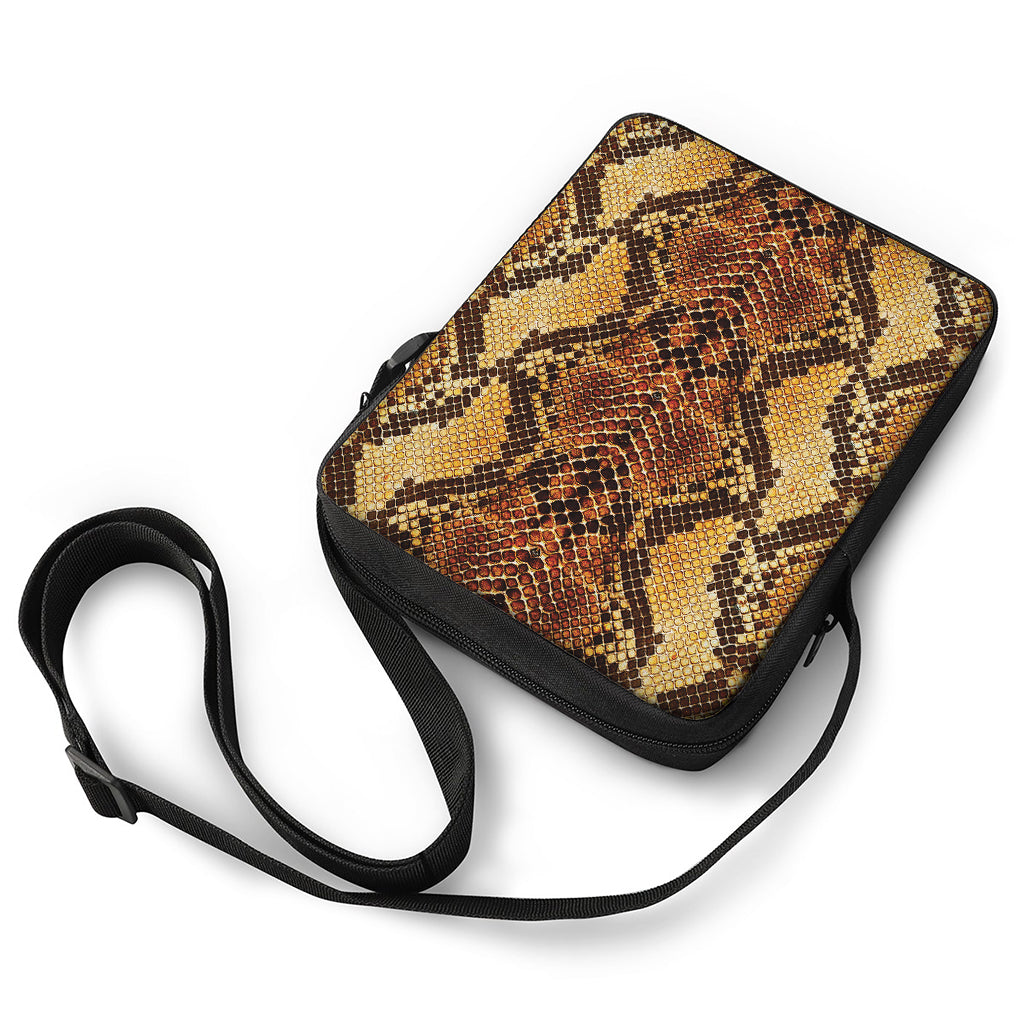 Yellow And Brown Snakeskin Print Rectangular Crossbody Bag