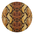 Yellow And Brown Snakeskin Print Round Blanket