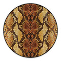 Yellow And Brown Snakeskin Print Round Floor Mat
