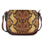 Yellow And Brown Snakeskin Print Saddle Bag