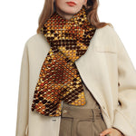 Yellow And Brown Snakeskin Print Scarf