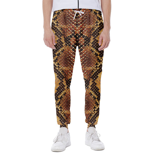 Yellow And Brown Snakeskin Print Scuba Joggers