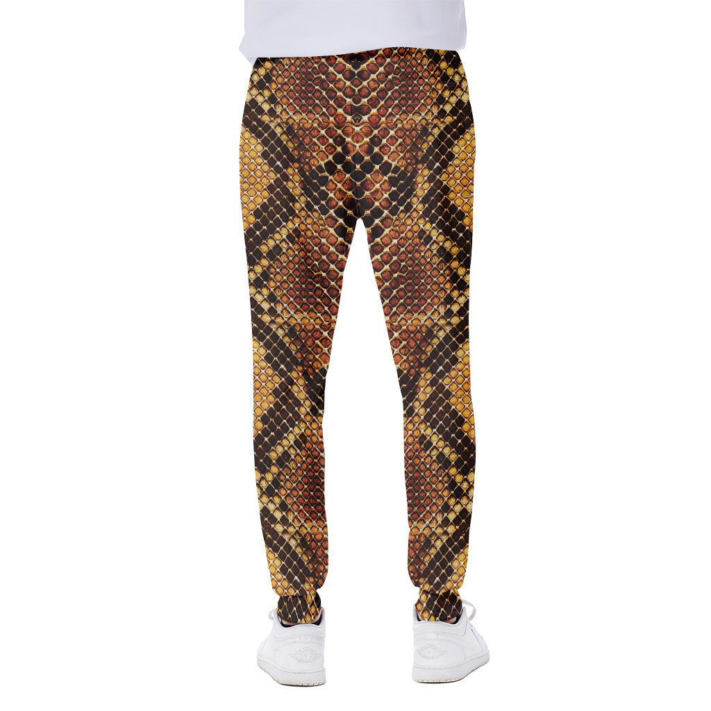 Yellow And Brown Snakeskin Print Scuba Joggers