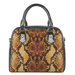 Yellow And Brown Snakeskin Print Shoulder Handbag