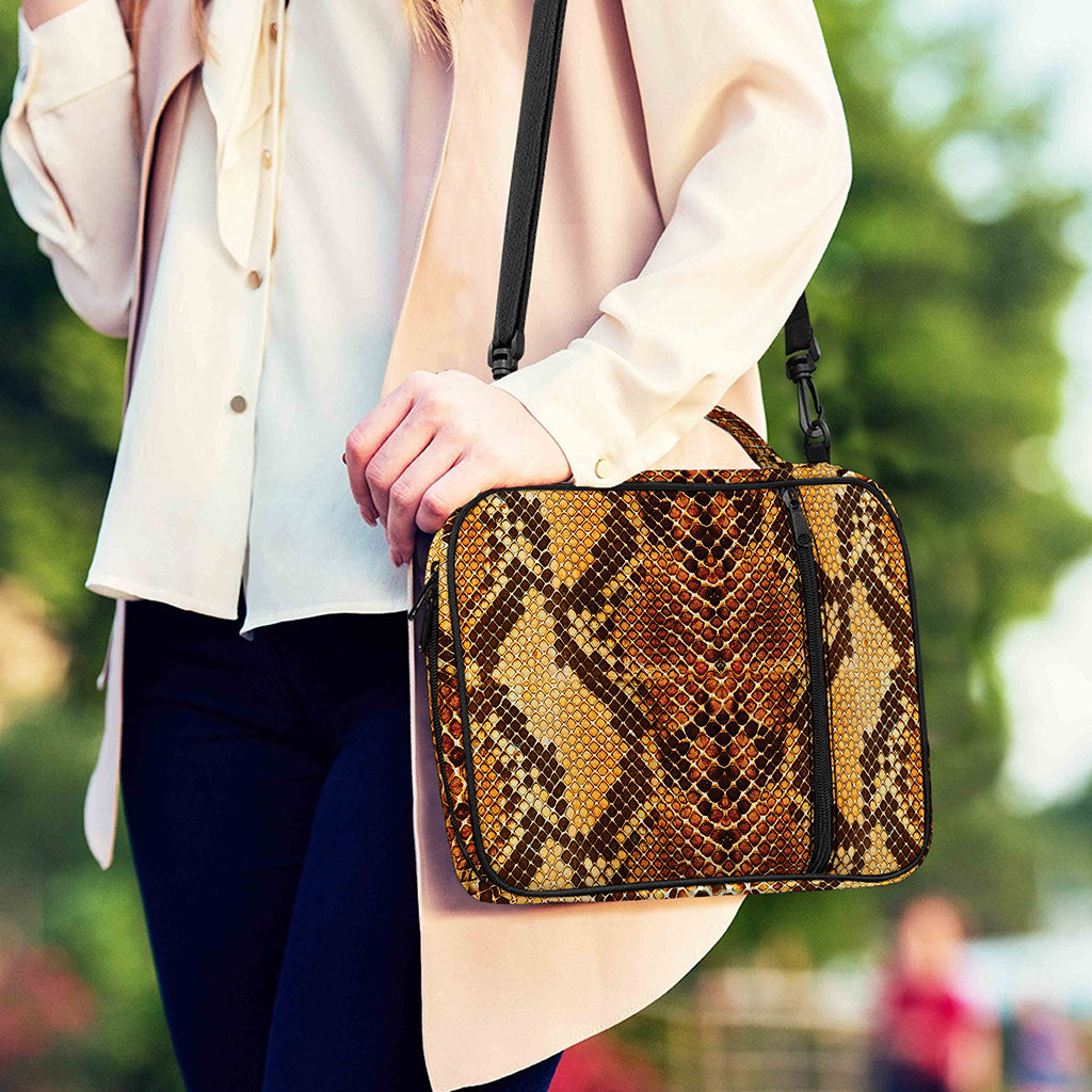 Yellow And Brown Snakeskin Print Shoulder Strap Bible Bag