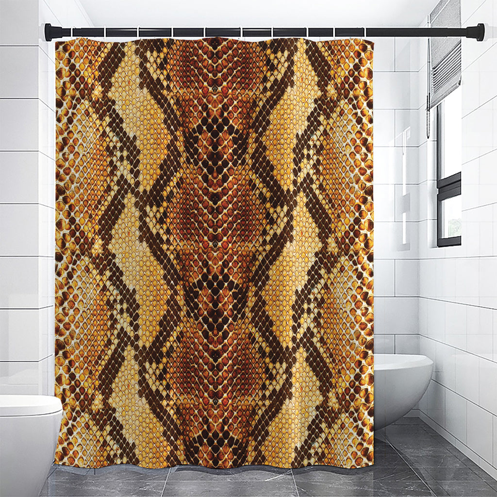 Yellow And Brown Snakeskin Print Shower Curtain