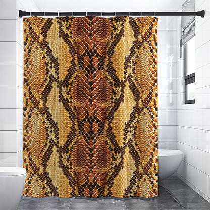 Yellow And Brown Snakeskin Print Shower Curtain