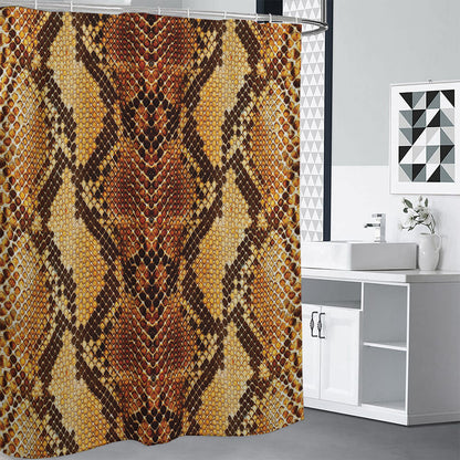 Yellow And Brown Snakeskin Print Shower Curtain