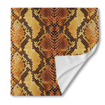 Yellow And Brown Snakeskin Print Silk Bandana