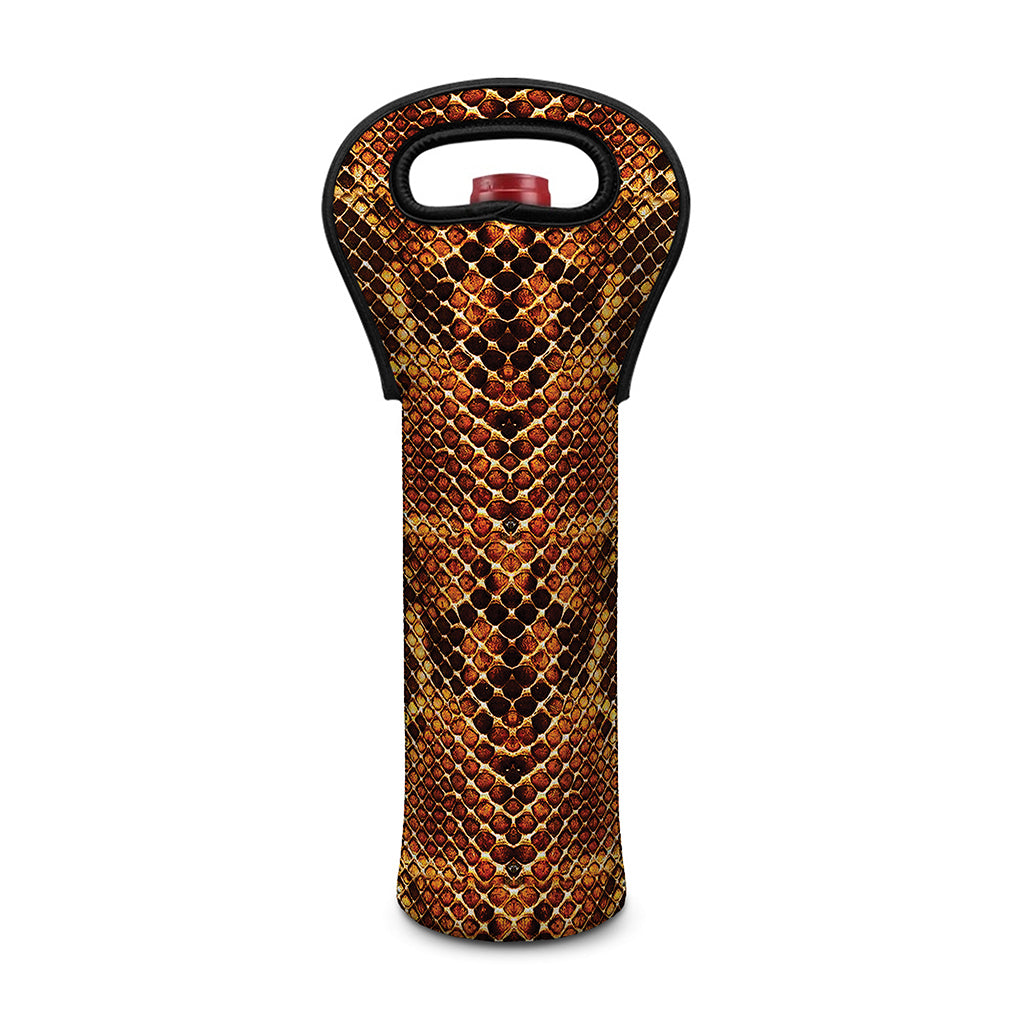 Yellow And Brown Snakeskin Print Single Neoprene Wine Tote