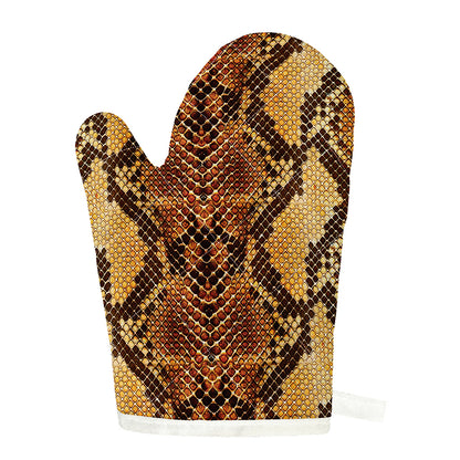 Yellow And Brown Snakeskin Print Single Oven Mitt