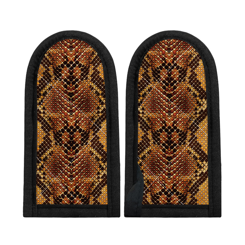 Yellow And Brown Snakeskin Print Skillet Handle Cover