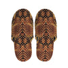 Yellow And Brown Snakeskin Print Slippers