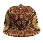 Yellow And Brown Snakeskin Print Snapback Cap