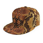 Yellow And Brown Snakeskin Print Snapback Cap