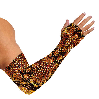 Yellow And Brown Snakeskin Print Sun Protection Arm Sleeves