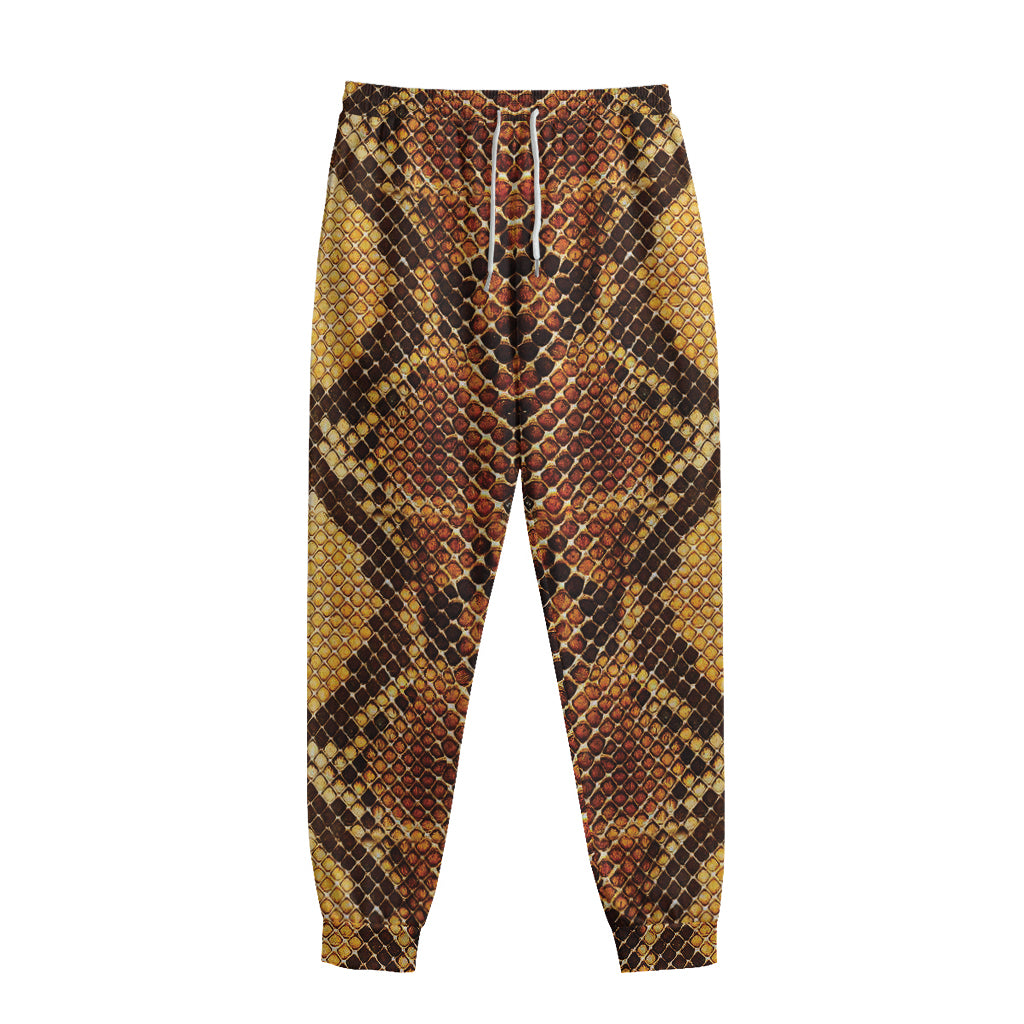 Yellow And Brown Snakeskin Print Sweatpants