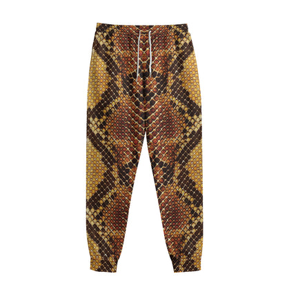 Yellow And Brown Snakeskin Print Sweatpants