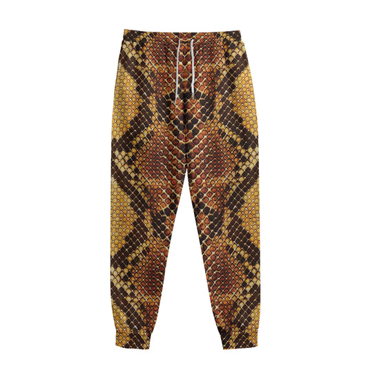 Yellow And Brown Snakeskin Print Sweatpants