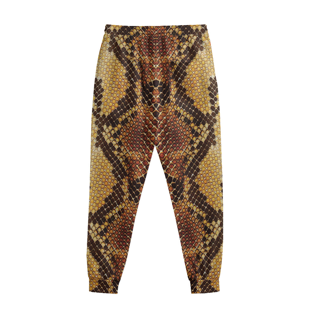 Yellow And Brown Snakeskin Print Sweatpants