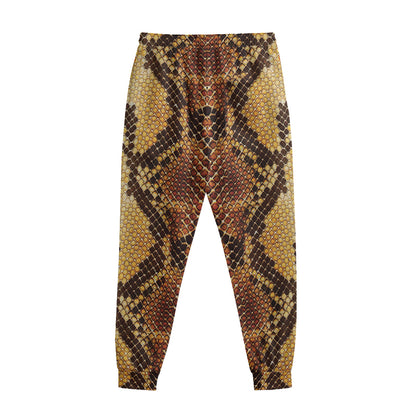 Yellow And Brown Snakeskin Print Sweatpants
