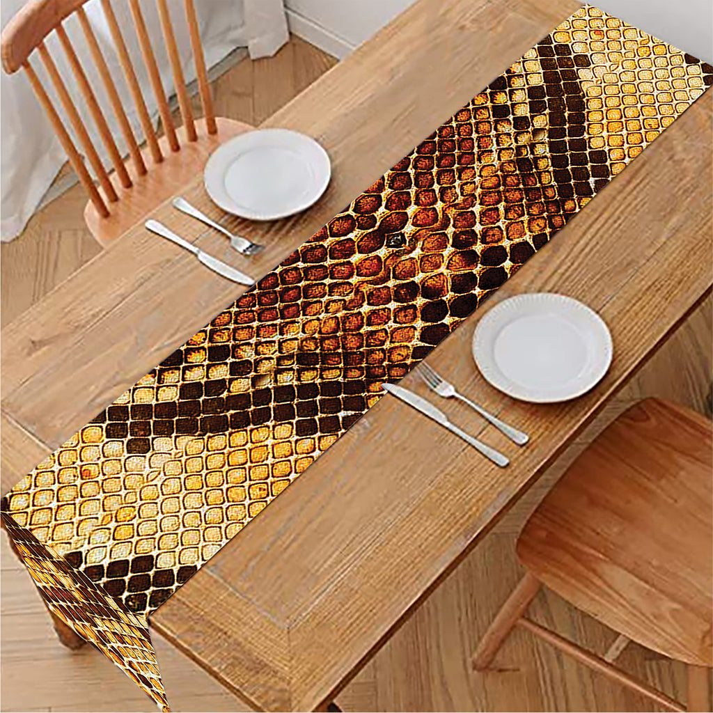 Yellow And Brown Snakeskin Print Table Runner