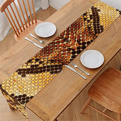 Yellow And Brown Snakeskin Print Table Runner