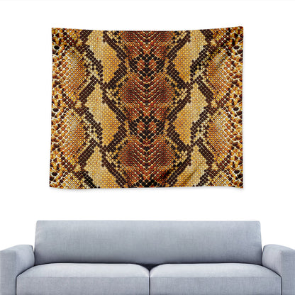 Yellow And Brown Snakeskin Print Tapestry
