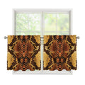 Yellow And Brown Snakeskin Print Tier Curtains