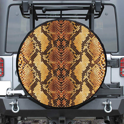 Yellow And Brown Snakeskin Print Tire Cover