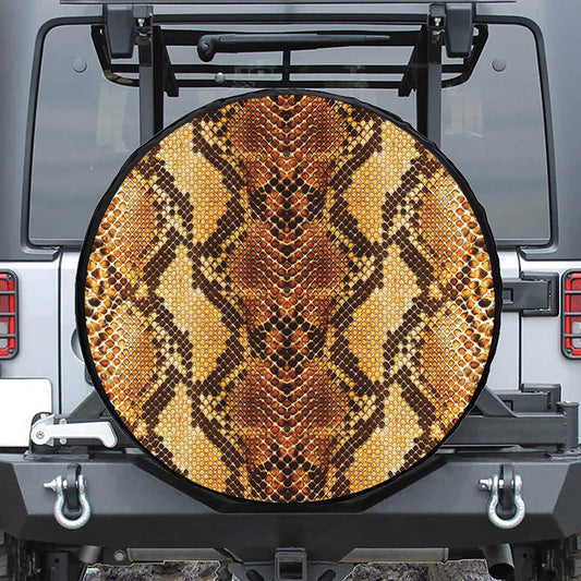 Yellow And Brown Snakeskin Print Tire Cover