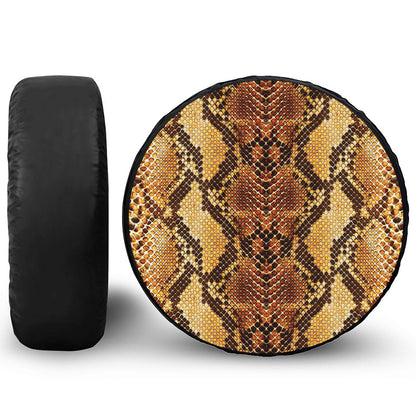 Yellow And Brown Snakeskin Print Tire Cover